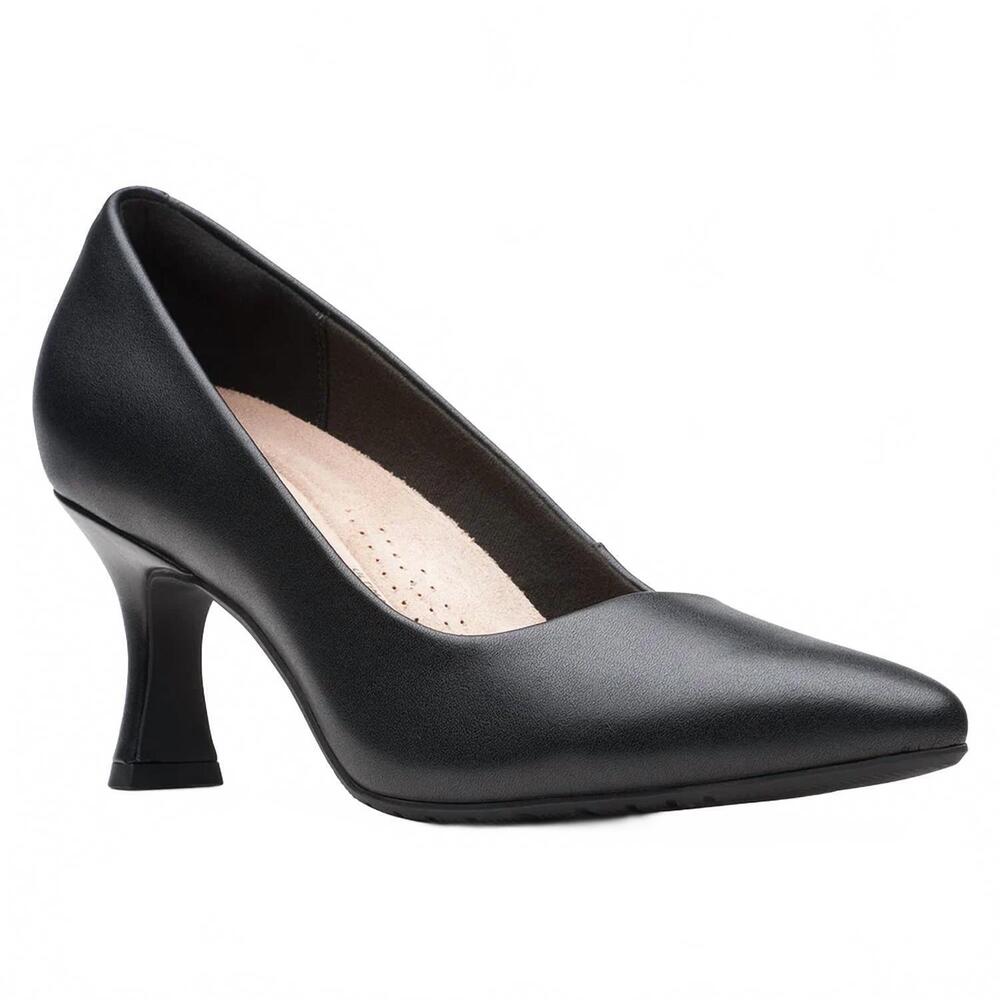 NEW CLARKS women's kataleyna gem heel in black leather